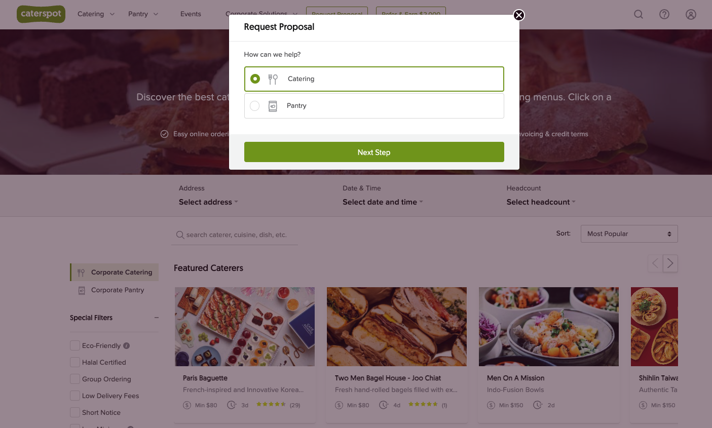 Custom Code Catering Custom Menu/Event Requests