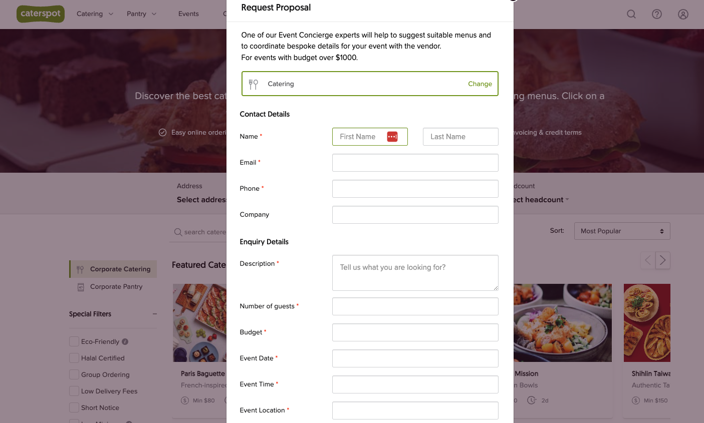 Custom Menu/Event Requests